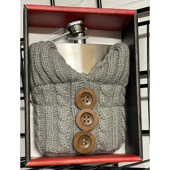 Nifty FlaskStainless Steel Drinking Flask 7 onz. with Knit Sweater NIB - Picture 2 of 5